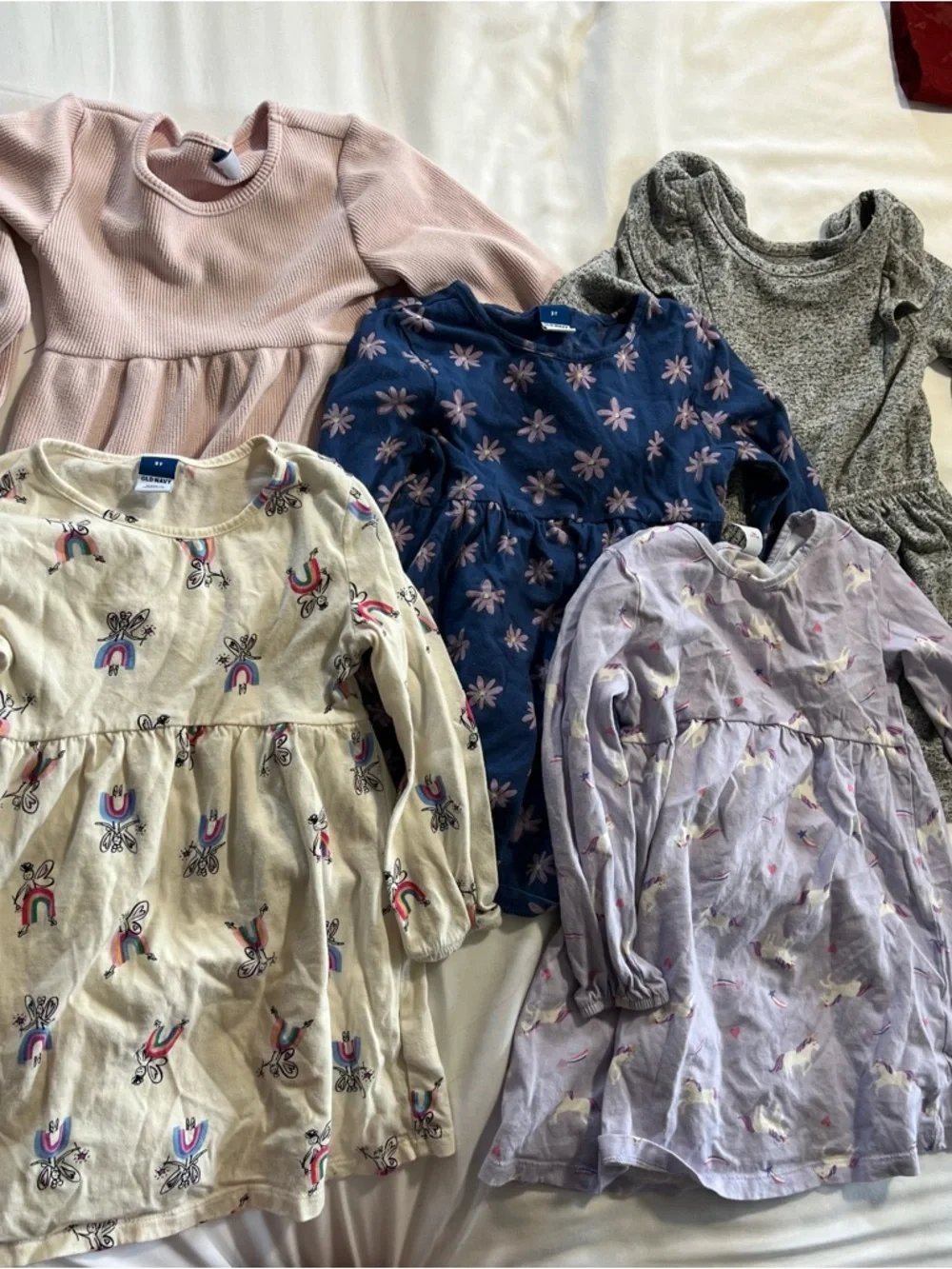Old Navy Girls' Navy Floral & Pastel Mix Long-Sleeve Dress Bundle of 5 cat&jack‎